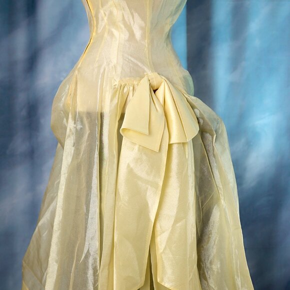 Vintage Pale Yellow 50's Party Dress with Slip - Picture 12 of 14